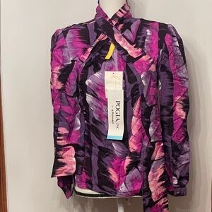 Vintage 100% Silk Pogia by d.Polimeni Purple and Pink Abstract Blouse